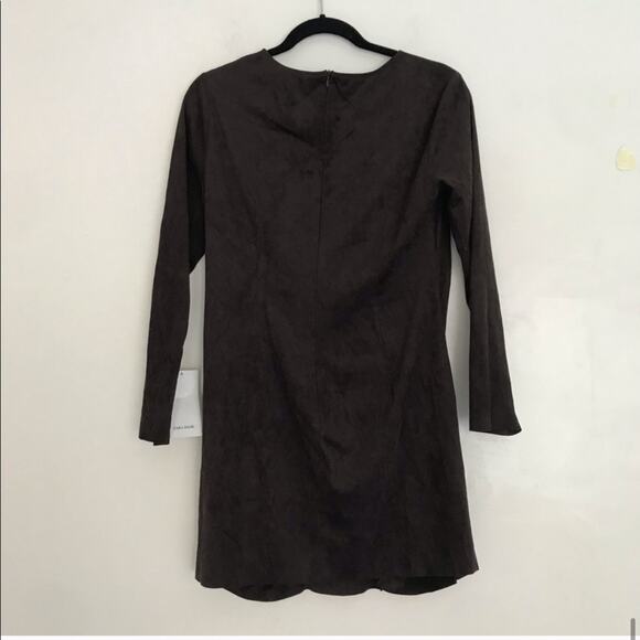 ZARA Faux Suede Ruched Draped Pencil Mini Shift Dress - Picture 7 of 7